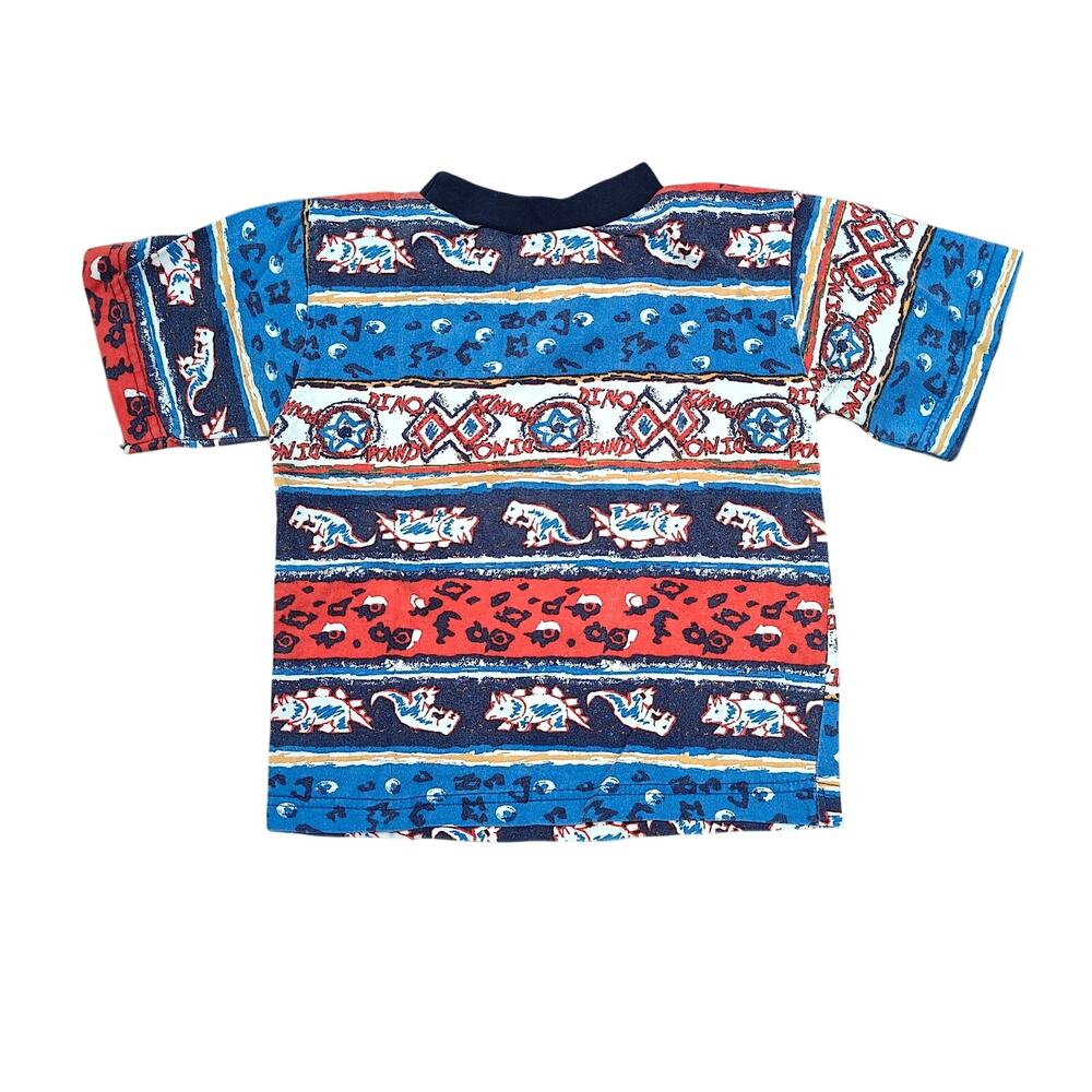 Vintage Tow Away Zone Dino Aztec Ringer Short Sleeve Tee 4T - Picture 4 of 4